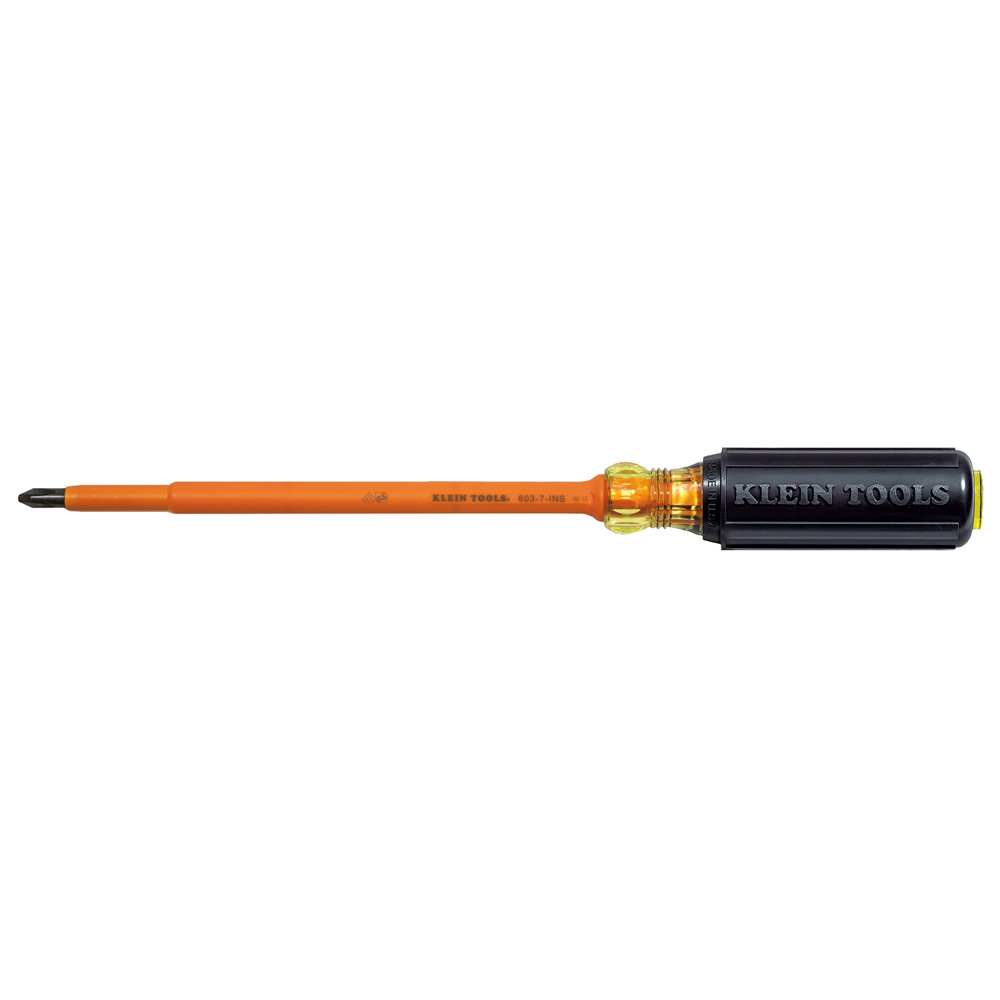 6037INS Screwdriver, #2 Phillips Point, 11.313 in OAL, Plastic Handle, Black Oxide, ASTM F1505