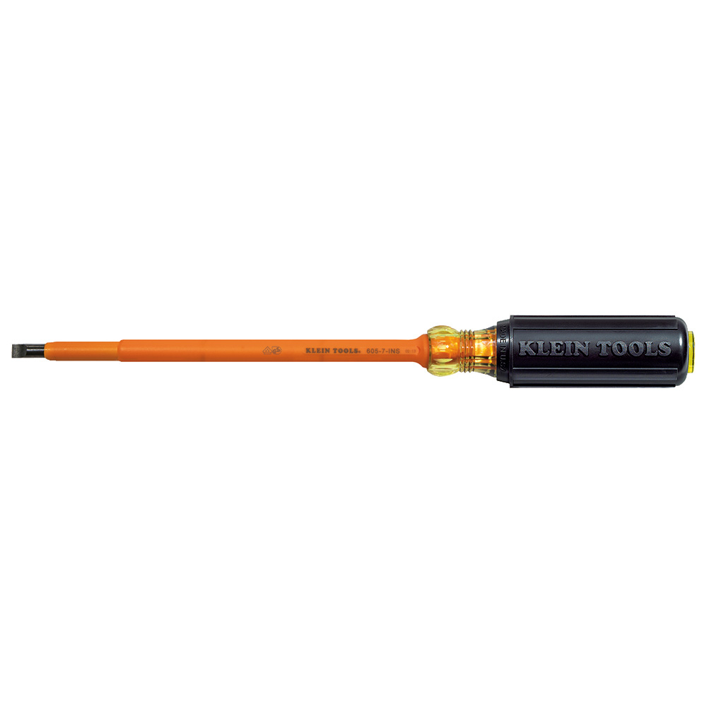 605-7-INS Screwdriver, 1/4 in Cabinet Point, 11.313 in OAL, Plastic Handle, Black Oxide, ASTM F1505