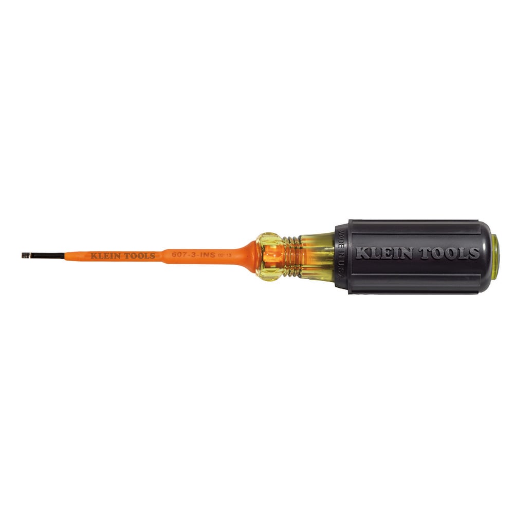 607-3-INS Screwdriver, 3/32 in Cabinet Point, 6-3/4 in OAL, Plastic Handle, Black Oxide, ASTM F1505