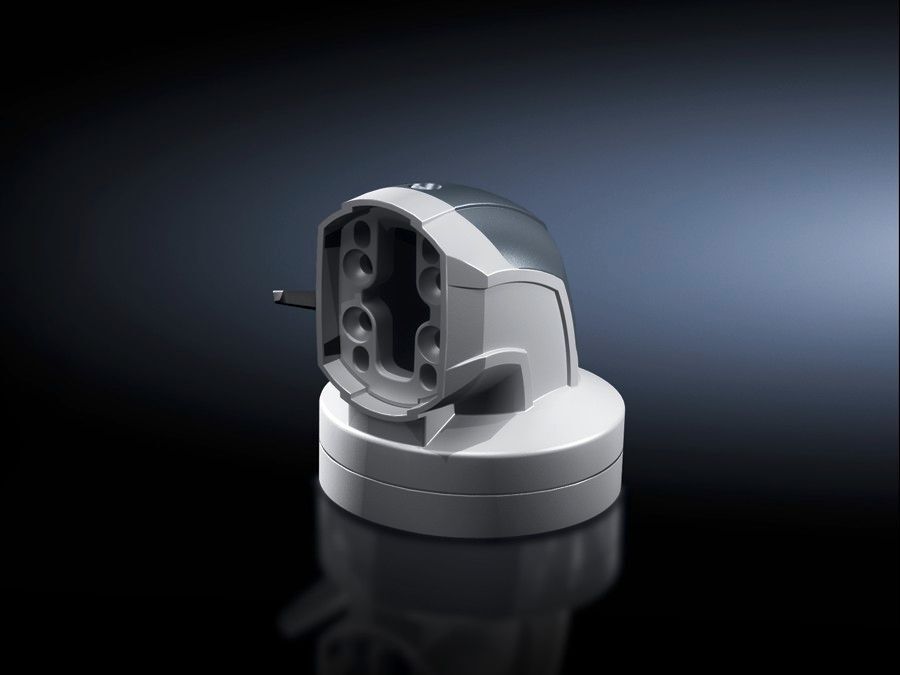 6206380 90 deg Angle Coupling, For Use With 130 mm Dia Support Arm Connection, Aluminum/Die Cast Zinc, Light Gray