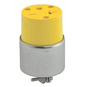 620CA Cable Mount Armored Grounding Straight Blade Connector, 250 V AC, 20 A, 2 Poles, 3 Wires, Yellow