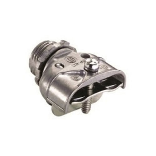 621-DC2 Bridgeport Duplex Conduit Connector, 3/4 in Trade, 0.44 to 0.77 in Cable Openings, For Use With 14/4 to 8/3 AWG AC/MC/MCI-A/HCF/HCFMCI-A Cable and 3/8 in Flexible Metal Conduit, Die Cast Zinc, Ball Burnished/Mirror Smooth