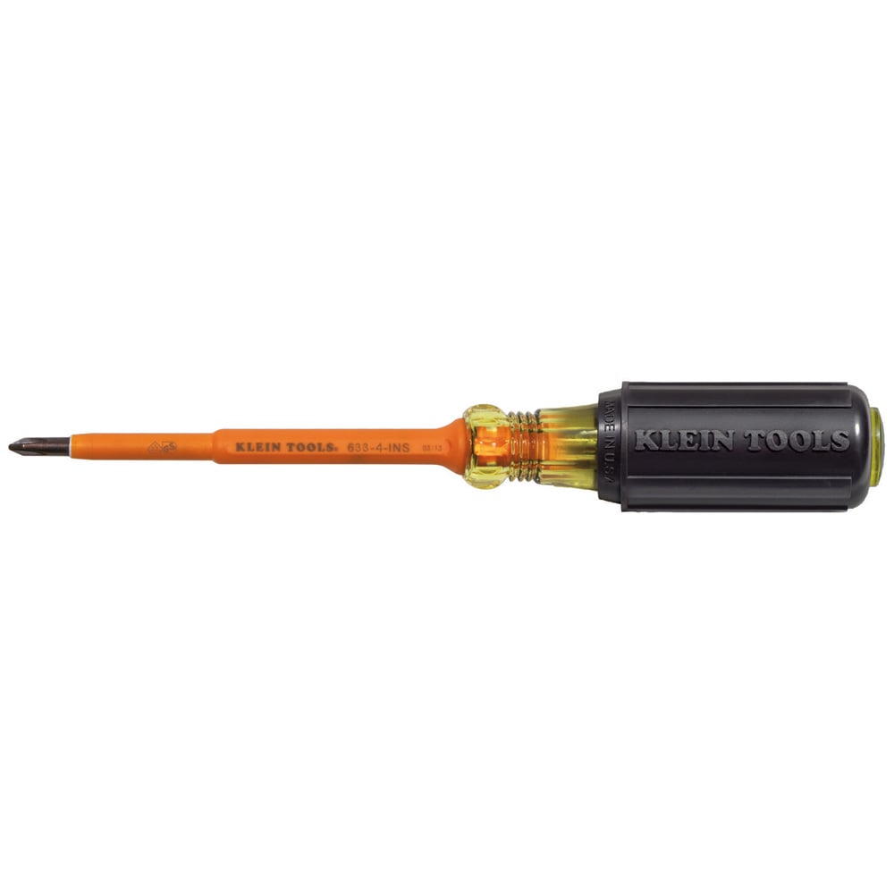 6334INS Screwdriver, #1 Phillips Point, Steel Shank, 7-3/4 in OAL, Plastic Handle, Black Oxide, ASTM F1505