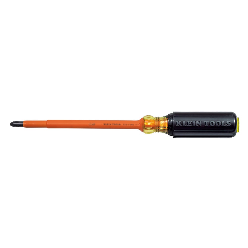 6337INS Screwdriver, #3 Phillips Point, 12-3/8 in OAL, Plastic Handle, Black Oxide, ASTM F1505