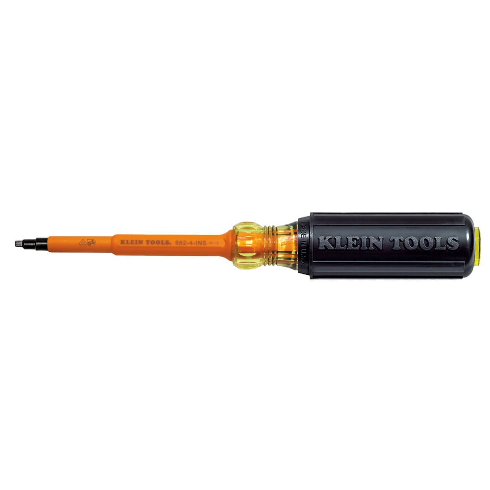 662-4-INS Screwdriver, #2 Square Point, 8.313 in OAL, Plastic Handle, Black Oxide, ASTM F1505