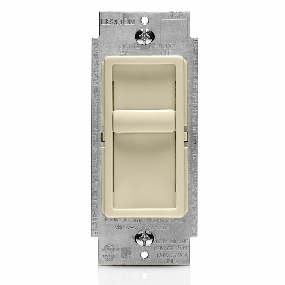 6672-1LT Decora SureSlide Electro-Mechanical Universal Dimmer Switch, 120 V AC, 1 Poles, Light Almond