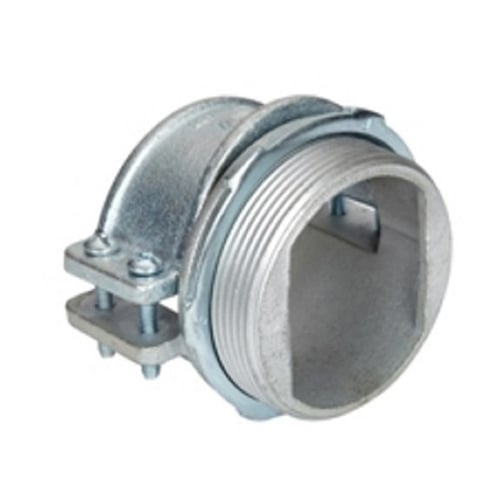 689-XM Bridgeport Large Size Strap Connector, 3-1/2 in Trade, 2.65 to 3.2 in Cable Openings, Malleable Iron, Electro-Plated Zinc