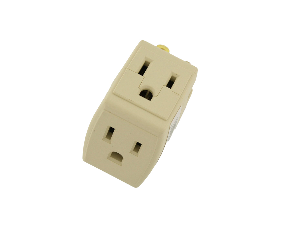 692-IV 3-Outlet Grounding Cube Adapter, 125 V AC, 15 A