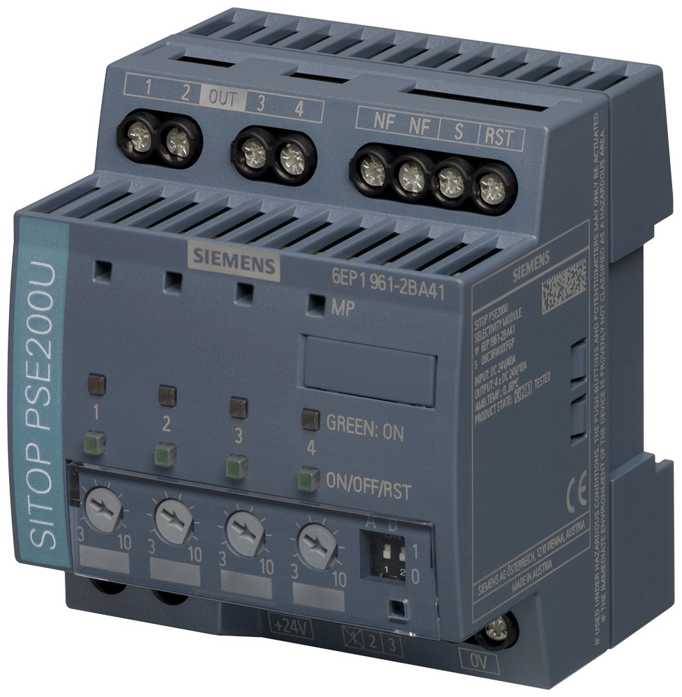 6EP19612BA41 Selectivity Module, 24 V DC Input, 24 V DC Output, 40 A Input, 10 A Output