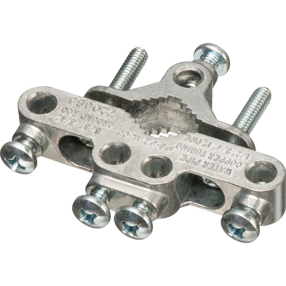 720GB5 Grounding Bridge Clamp With Plated Steel Screw, 1/2 in, 5/8 in, 3/4 in Rod, 14 to 4 AWG Conductor, Solid Zinc