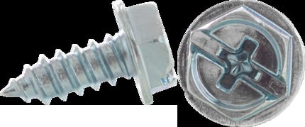 10 x 1-1/2" Sheet Metal Screws, Hex Washer Head, Combo Phillips/Slotted, Zinc Plated,Jar