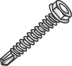 12-14-24 x 1-1/4" Tek Screws, Hex Washer Head, Zinc Plated