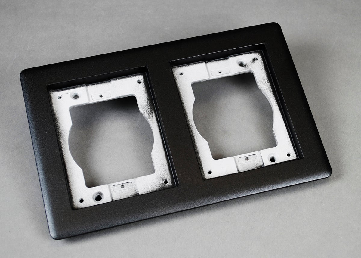 2 Gang Carpet and Tile Flange; 6-1/16 Inch x 9-1/16 Inch, Aluminum, Powder Coated Gray