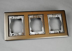 OmniBox Series 3 Gang Carpet and Tile Flange Cover Plate; 13-3/16 Inch Length x 6-1/16 Inch Width, Powder Coated Aluminum, Brass