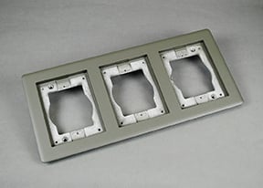 3 Gang Carpet and Tile Flange; 6-1/16 Inch x 13-3/16 Inch, Aluminum, Powder Coated Gray