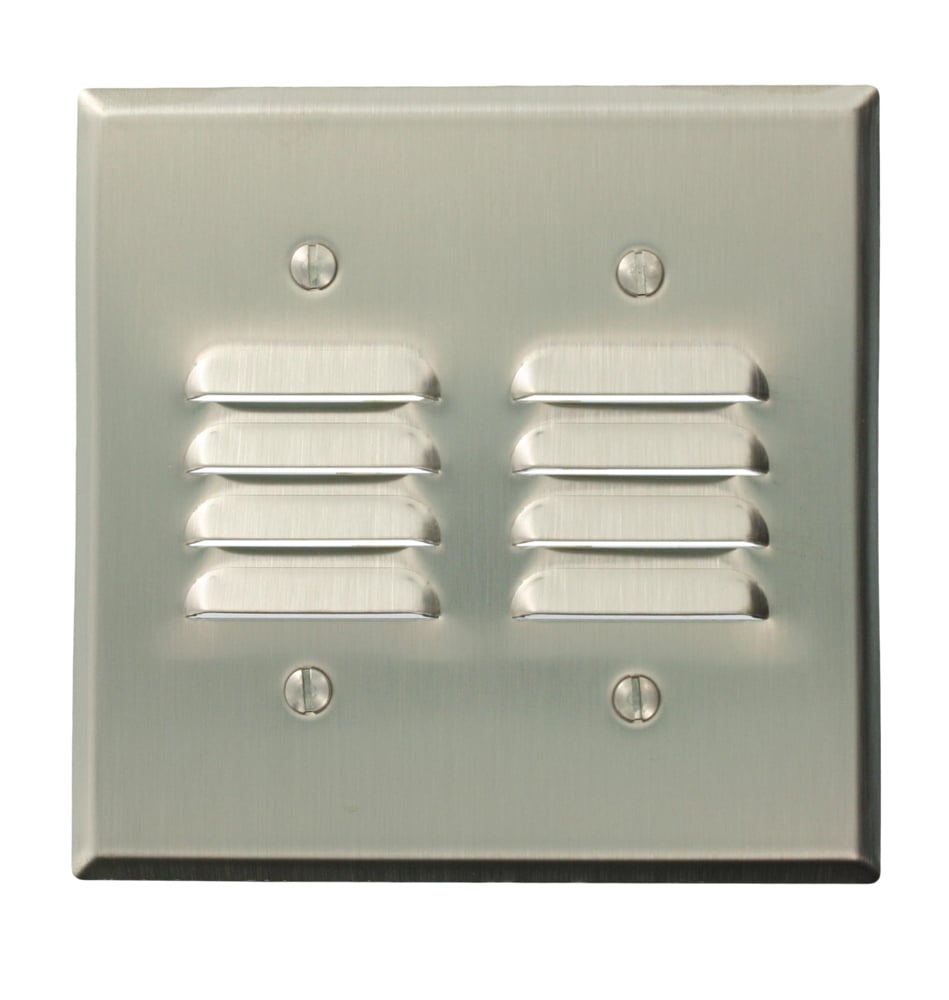 84081-40 Standard Size Louver Wall Plate, 2 Gangs, 4.56 in W x 4.5 in H, 302 Stainless Steel