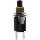 Non-illuminated Light-Duty Pushbutton, Circuit Number: A, Nylon, Black, 0.375 in button extension, NO contacts, 0.75A at 125 Vac/dc, 0.25A at 250 Vac/dc, 0.250 in spade terminal, Bushing mounted, Single-pole, Single-throw