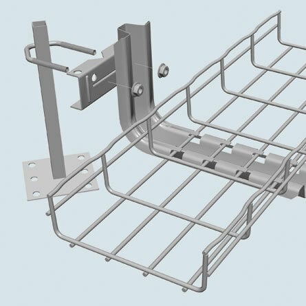 UFCBL UFC Under Floor Support Clamp, 2-1/8 in H, For Use With Round or Square Post Profile, Wire Mesh Cable Tray, 1008 Carbon Steel