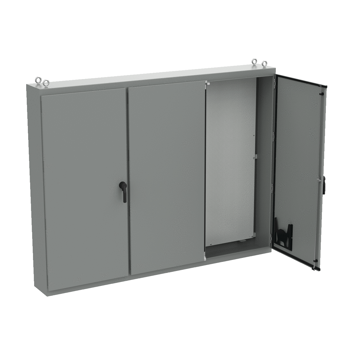 A86M3E20G A27 3-Door Enclosure, 86.12 in L x 112 in W x 20.12 in D, NEMA 12/IP55 NEMA Rating, Steel