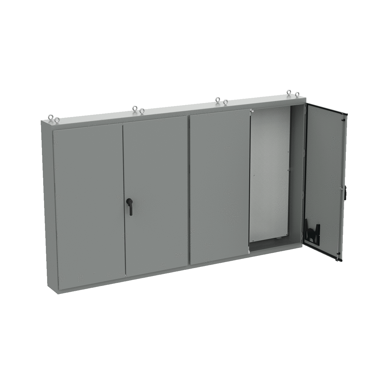 A86M4E20G A27 4-Door Enclosure, 86.12 in L x 149.19 in W x 20.12 in D, NEMA 12/IP55 NEMA Rating, Steel
