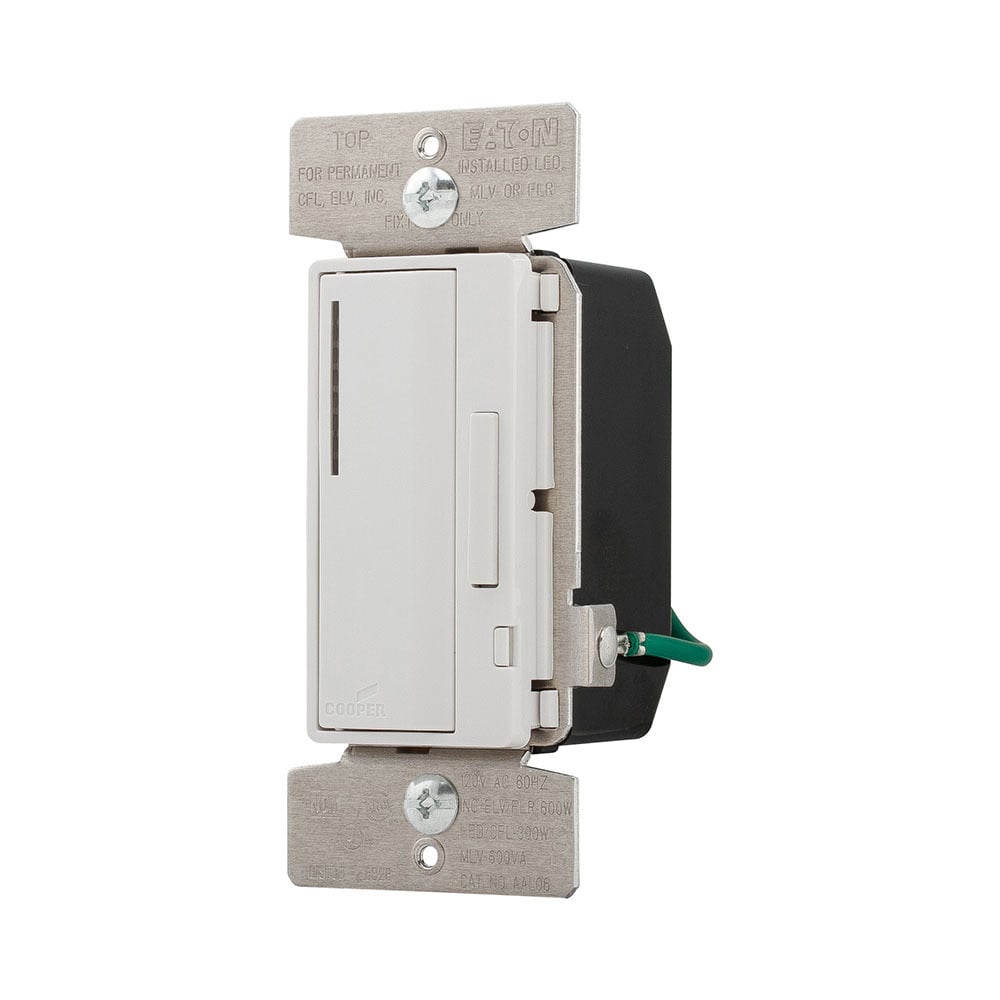 Eaton smart dimmer, Flush mounting, 120V, Wire leads, Maintained closure, Black, white, ivory, 60 Hz, Dimmable LED/CFL, incandescent, magnetic low voltage, electronic low voltage, Single-pole, multi-location, Polycarbonate, 300W 730825