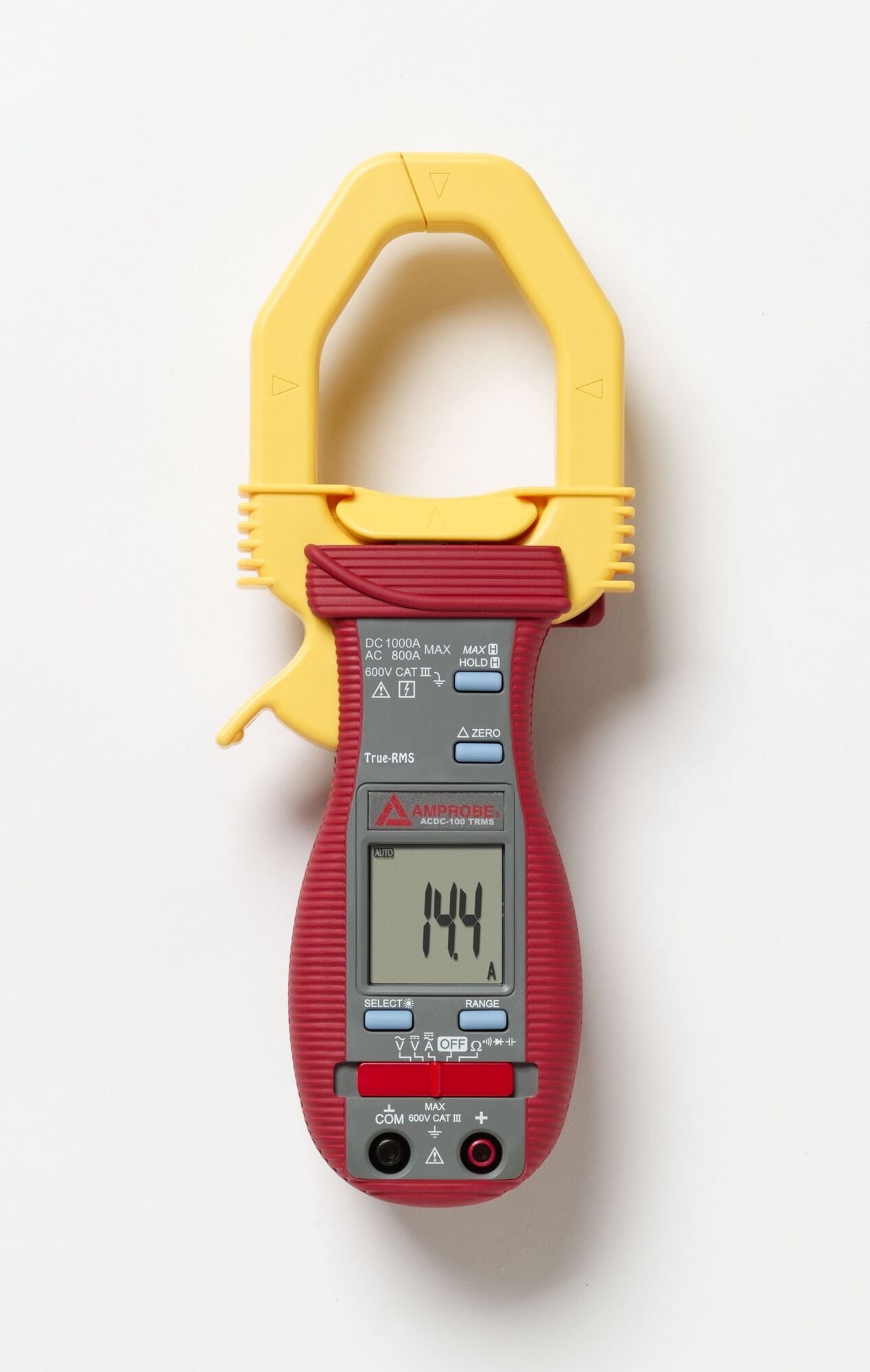 ACDC-100-TRMS AC/DC Digital True RMS Clamp-On Meter, 400 to 1000 A, 4 to 600 V AC/DC, 400 mV AC/mV DC, 400 Ohm/4 to 400 kOhm/4 to 40 MOhm, 15 to 60 Hz, 2 in Jaw, 3-3/4 Digits LCD Display