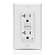 AFTR2-T SmartlockPro Duplex AFCI Receptacle With LED Indicator, 125 V AC, 20 A, 2 Poles, 3 Wires, Light Almond