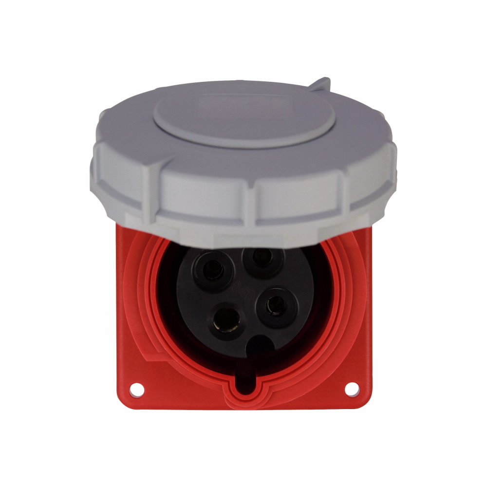 AH430R7W Arrow Hart 3-Phase Watertight Pin and Sleeve Receptacle, 3 kV AC, 30 A, 3 Poles, 4 Wires, Red