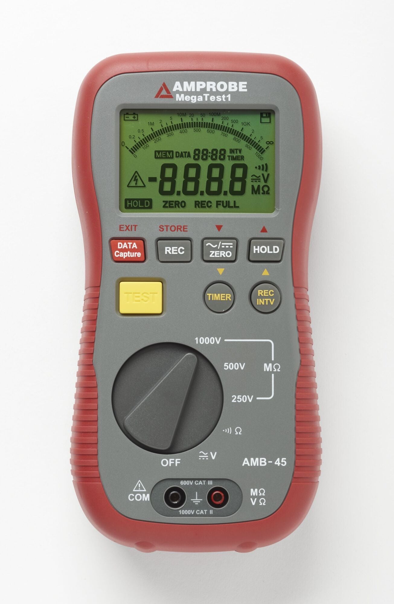AMB-45 Insulation Resistance Tester, 600 V AC/DC, 4000 Ohm/400 MOhm, +/-1% RDG + 5 Digits Accuracy, LCD Display, CAT III 600 V, CAT II-1000 V