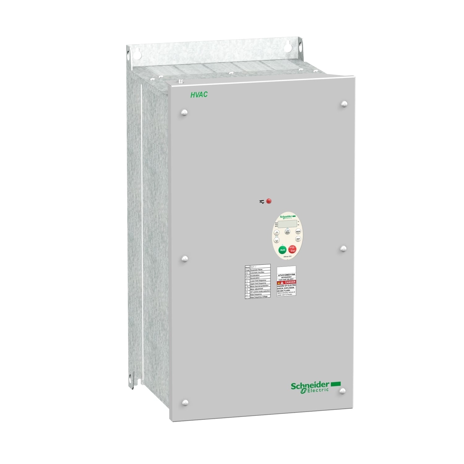 ATV212WD11N4 Altivar 3-Phase Type 12 Variable Speed Drive, 380/480 V AC, 24.8 A, 15 hp, 11.42 in W x 12.4 in D