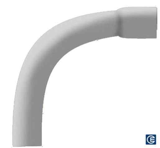 PVC Elbow with Belled End, 1 inch, 90 Degree Bend Angle, Standard Bend Radius, Schedule 40