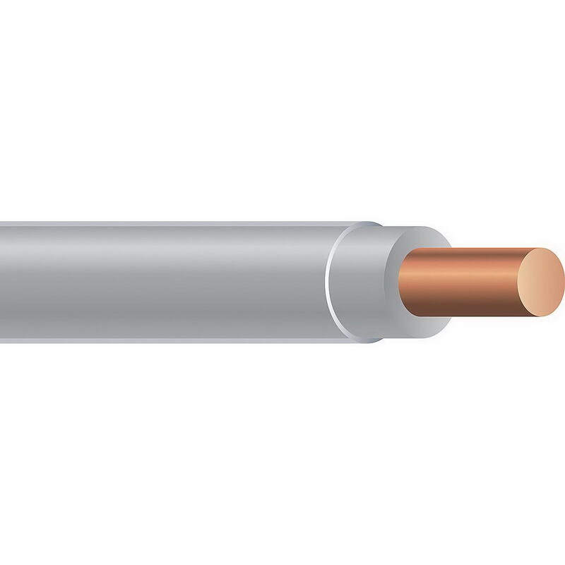 THHN Wire, 10 AWG, Gray, Solid, Copper Conductor, 2500 Foot Reel