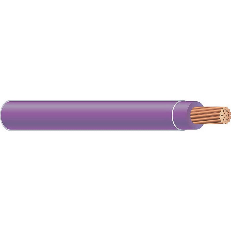 Thermoplastic Flexible Fixture Nylon (TFFN) Building Wire, 16 AWG, Purple, 26 Stranded, Copper Conductor, 500 Foot Reel