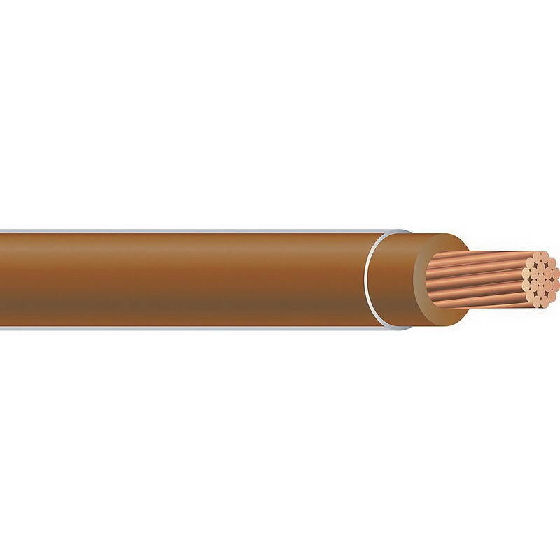 THHN Wire, 8 AWG, Brown, 19 Stranded, Copper Conductor, 1000 Foot Reel