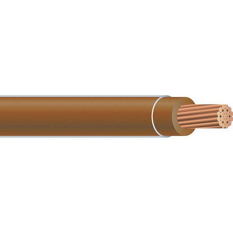 THHN Wire, 8 AWG, Brown, 19 Stranded, Copper Conductor, 2500 Foot Reel