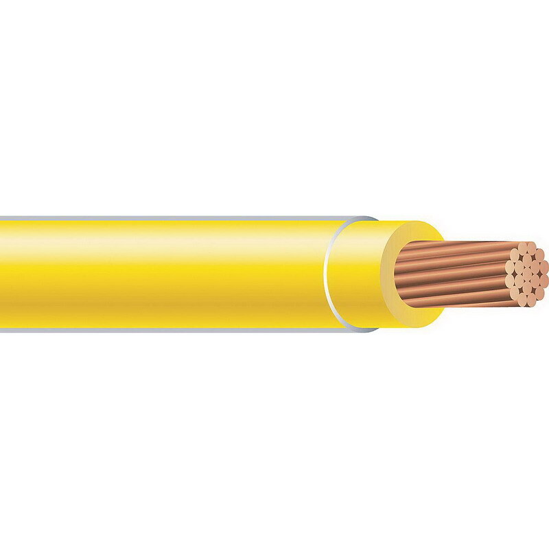 THHN Wire, 4 AWG, Yellow, 19 Stranded, Copper Conductor, 5000 Foot Reel