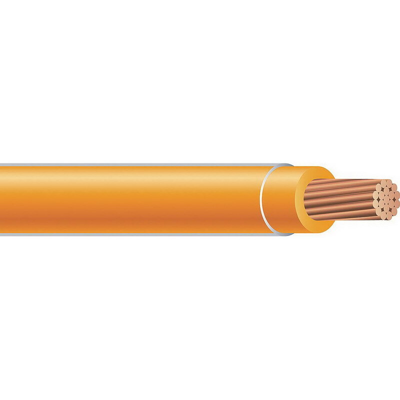 THHN Wire, 4 AWG, Orange, 19 Stranded, Copper Conductor, 2500 Foot Reel