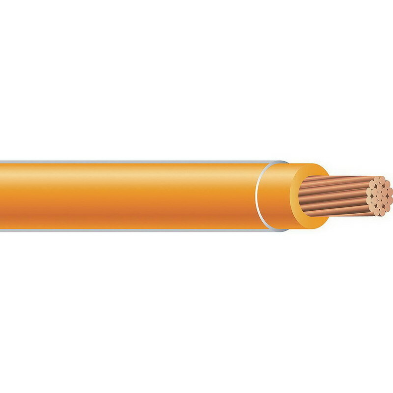 THHN Wire, 2 AWG, Orange, 19 Stranded, Copper Conductor, 5000 Foot Reel