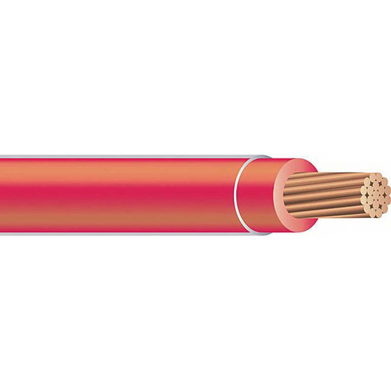 THHN Wire, 2 AWG, Red, 19 Stranded, Copper Conductor, 5000 Foot Reel