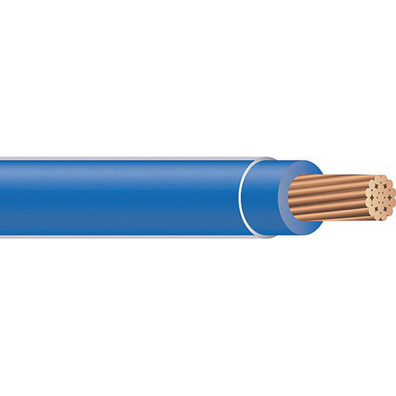 THHN Wire, 2 AWG, Blue, 19 Stranded, Copper Conductor, 5000 Foot Reel