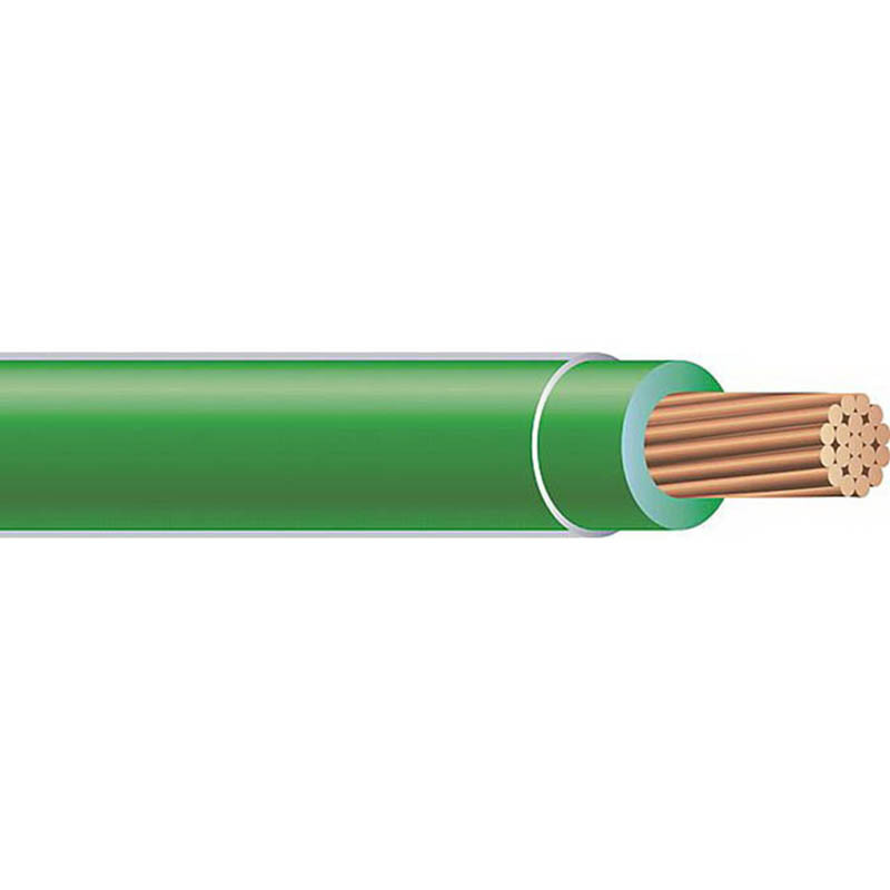 THHN Wire, 2 AWG, Green, 19 Stranded, Copper Conductor, 500 Foot Reel