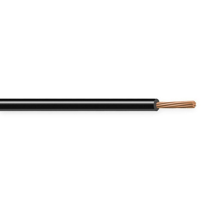 XHHW Cable, 6 AWG, Black, 7 Stranded, Copper Conductor, 2000 Foot Reel