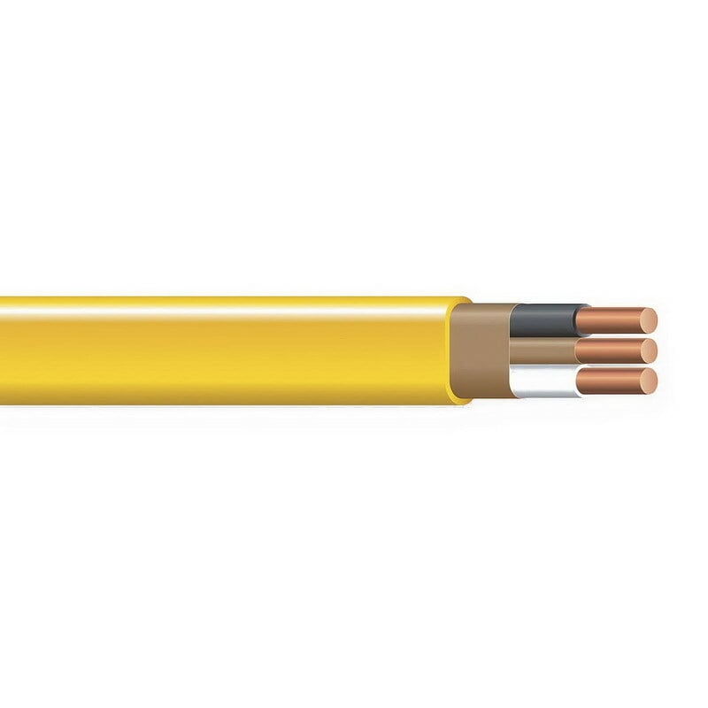 Nonmetallic Sheathed Cable with Grounding, 6 AWG, 3 Copper Conductors, 2500 Foot Reel