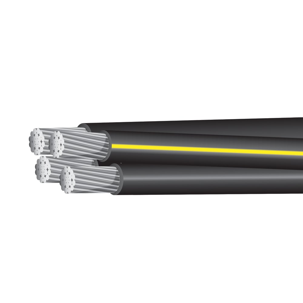 Quadruplex Underground Residential Distribution (URD) Wire, Aluminum Conductor, 2-2-2-4, Dyke, 1000 Foot Reel