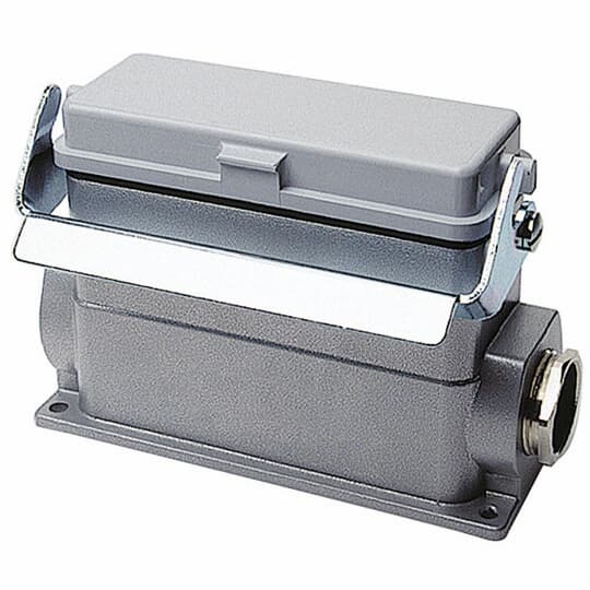 BB748MV Pos-E-Kon 1-Lever Locking Box Base With Cover and Hinged Lid, 2 x 1 in NPT Entry, Surface Mount, Die Cast Aluminum