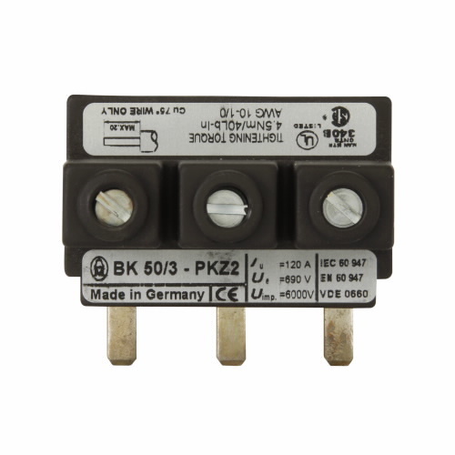 BK50/3-PKZ4-E Incoming Terminal Adapter, For Use With Model PKZM4 Motor Protective Circuit Breaker