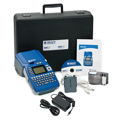 BMP51-KIT-AC BMP51 Portable Label Printer Kit, Thermal Transfer Print, 1.44 in W Tape, 4 to 196 Point in 1-Point Increase Font, Rechargeable Lithium-Ion Battery/Optional AA Battery, LCD Display