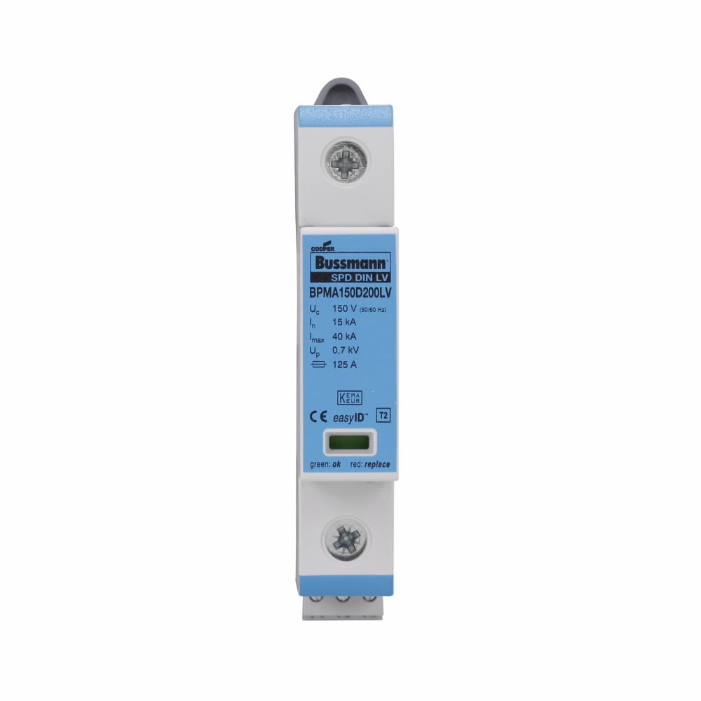 BSPM1A150D200LVR easyID Modular Surge Protective Device With Remote Signaling Contact, 150 V AC, 200 V DC, 50/60 Hz, 1 Pole