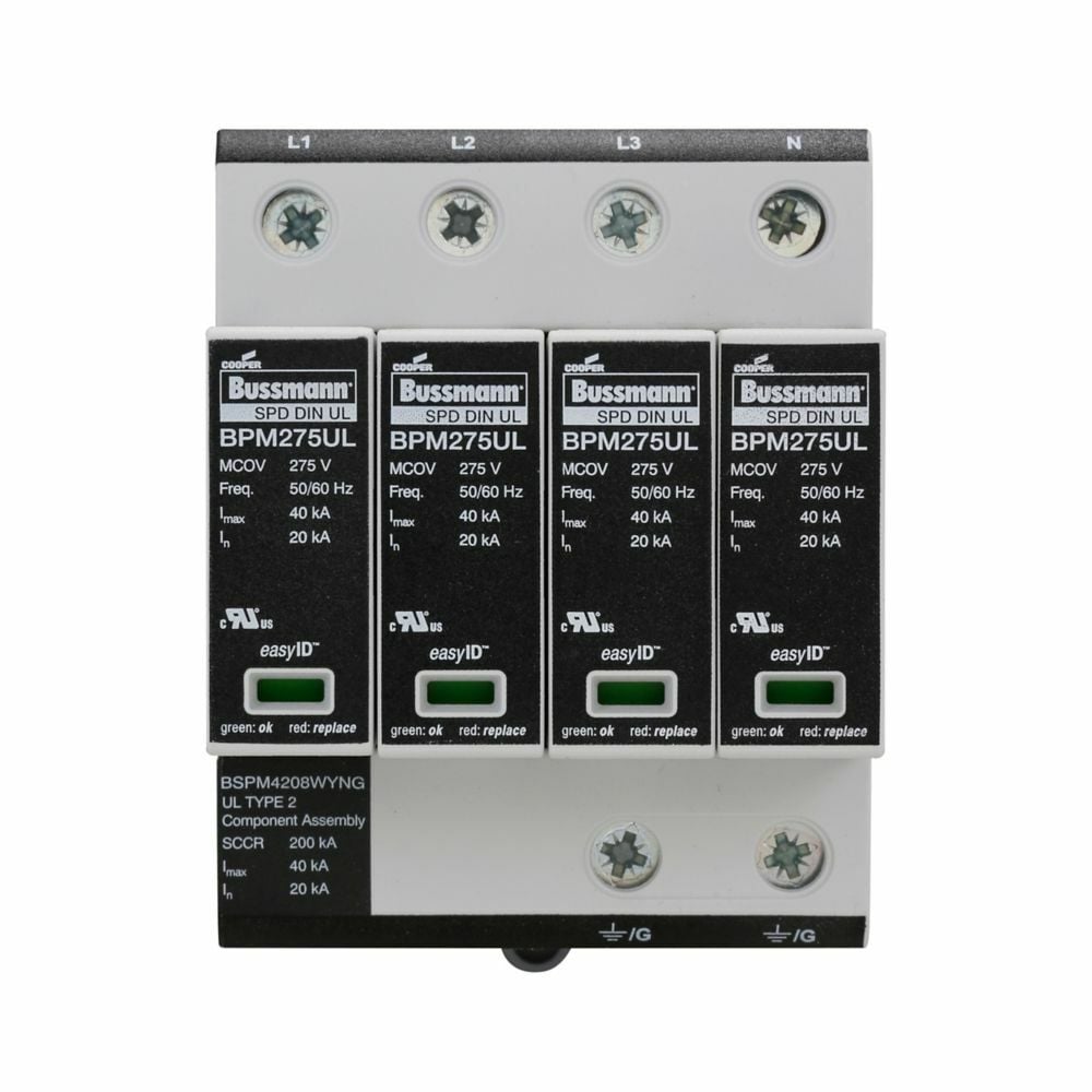 BSPM4208WYNG easyID Modular Surge Protective Device, 120/208/127/220 V AC, 50/60 Hz, 4 Poles, 200 kA SCCR, 3 Phase