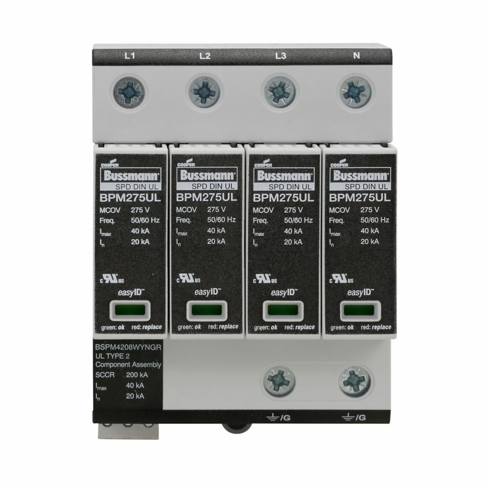 BSPM4208WYNGR easyID Modular Surge Protective Device With Remote Signaling Contact, 120/208/127/220 V AC, 50/60 Hz, 4 Poles, 200 kA SCCR, 3 Phase